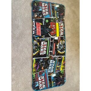 Star Wars Comic Book Fleece Blanket 24" x 58"‎ Blue Yarn Edging Great Condition